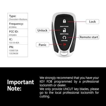 Keylessbest Replacement for 2019 2020 2021 2022 Chevrolet Blazer Bolt Cruze Traverse Key Fob Remote Control HYQ4EA 4 Buttons 433MHz