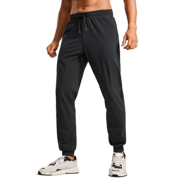CRZ YOGA Athletic Joggers for Men 29" Lightweight Water Resistant Outdoor Workout Pants with Zip Poc...