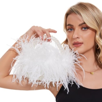 Elegant Miuco Ostrich Feather Evening Handbag for Women