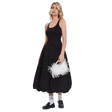 Elegant Miuco Ostrich Feather Evening Handbag for Women