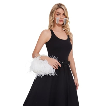 Elegant Miuco Ostrich Feather Evening Handbag for Women