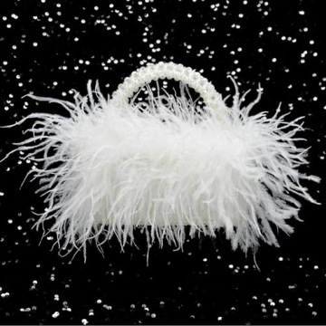 Elegant Miuco Ostrich Feather Evening Handbag for Women