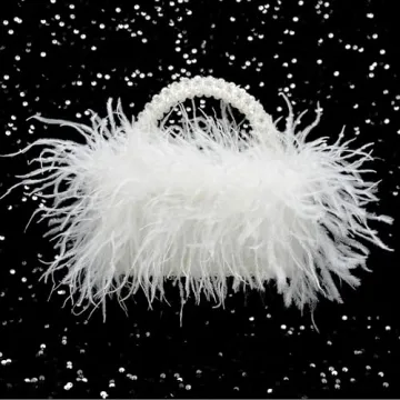 Elegant Miuco Ostrich Feather Evening Handbag for Women