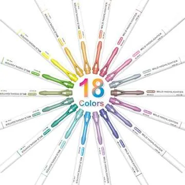 Shuttle Art Highlighters, 18 Colors Pastel Highlighter Pens Assorted Colors, Dual Tip Mild Color Hig...