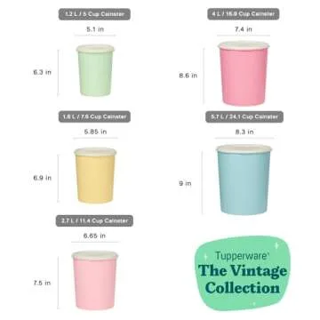 Tupperware Heritage Collection 10 Piece Nested Canister Set in Vintage Colors, Dishwasher Safe and BPA Free (5 Containers, 5 Lids)