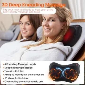 AERLANG Fathers Day for Dad Back and Neck Massager with Heat,Shiatsu Neck Back Massager Pillow,3D Deep Massager for Whole Body Muscle at Home Car Father's Day Gifts for Dad (NOT Cordless)