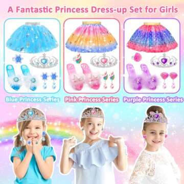 Enchanting Princess Dress Up Set for Little Girls with Skirts, Shoes, and Crowns