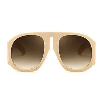 FEISEDY Retro Trendy Avaitor Sunglasses for Women Men Oversized Vintage 70s 80s Sunglasses Flat Top Shield Shades B2745
