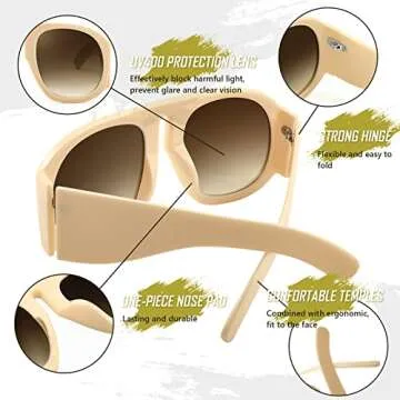 FEISEDY Retro Trendy Avaitor Sunglasses for Women Men Oversized Vintage 70s 80s Sunglasses Flat Top Shield Shades B2745