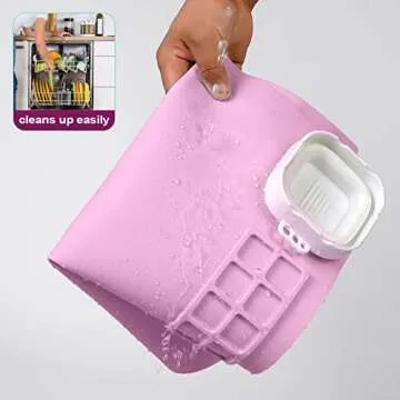 AWOKE Silicone Painting Mat - 20"X16" Silicone Art Craft Mat with 1 Water Cup for Kids - has12 Color Dividers - 2 Paint Dividers (Pink)