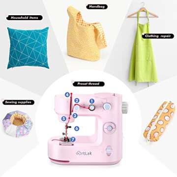 Sewing Machines for Beginner, ArtLak Portable Sewing Machine Mini with 16 Built-in Stitches and Reverse Sewing, Multi-function Mending Machine Small with Accessory Kit Pedal for Valentines Day Gifts