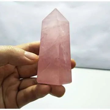 Mina Heal Healing Crystal Wands Point Faceted Prism Bars for Reiki Chakra Meditation Therapy Deco, Crystals for Beginners, Ornaments for Home (Rose Quartz)