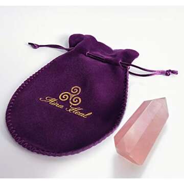 Mina Heal Healing Crystal Wands Point Faceted Prism Bars for Reiki Chakra Meditation Therapy Deco, Crystals for Beginners, Ornaments for Home (Rose Quartz)