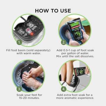 Tea Tree Oil Foot Soak with Epsom Salt - Made in USA - for Toenail irritations, Athletes Foot, Stubborn Foot Odor Scent, Softens Calluses & Soothes Sore Tired Feet - 2 Pack