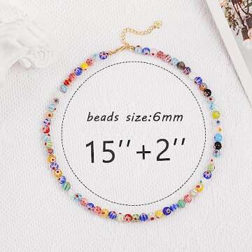SOFYBJA Millefiori Colorful Seed Bead Flower Choker Necklace Murano Glass Crystal Beaded Necklace Handmade Jewelry for Women