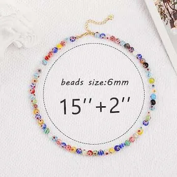 SOFYBJA Millefiori Colorful Seed Bead Flower Choker Necklace Murano Glass Crystal Beaded Necklace Handmade Jewelry for Women