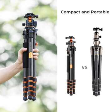 K&F Concept 62-inch Carbon Fiber Tripod, Portable & Versatile
