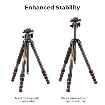 K&F Concept 62-inch Carbon Fiber Tripod, Portable & Versatile
