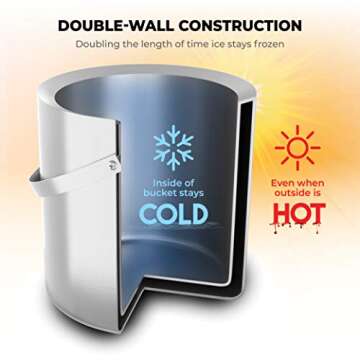 FineDine Stainless Steel Insulated Ice Bucket - 3L