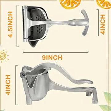 Manual Fruit Press Juicer, Heavy Duty Single Press Lemon Squeezer Premium Quality Metal Aluminum Alloy Hand Juicer Fruit Squeezer for Lemon, Orange, Grape1 Pack