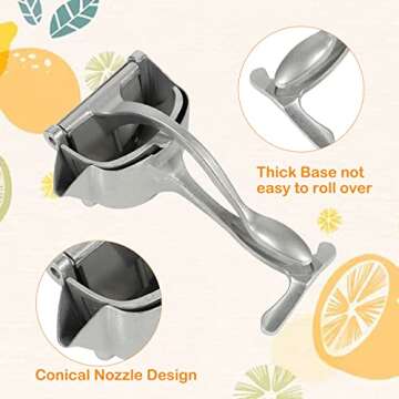 Manual Fruit Press Juicer, Heavy Duty Single Press Lemon Squeezer Premium Quality Metal Aluminum Alloy Hand Juicer Fruit Squeezer for Lemon, Orange, Grape1 Pack