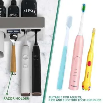 Elegant Wall-Mounted Toothbrush Holder and Toothpaste Dispenser