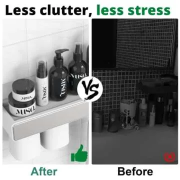 Elegant Wall-Mounted Toothbrush Holder and Toothpaste Dispenser