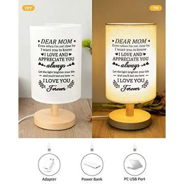 Calibron Unique Mothers Day Fabric Lamp with Wooden Stand