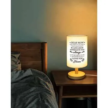 Calibron Unique Mothers Day Fabric Lamp with Wooden Stand