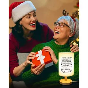 Calibron Unique Mothers Day Fabric Lamp with Wooden Stand