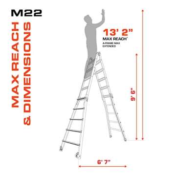 Little Giant Ladder Systems, Velocity with Wheels, M17, 17 Ft, Multi-Position Ladder, Ratchetâ„¢ leg levelers, Aluminum, Type 1A, 300 lbs weight rating, (15417-801)