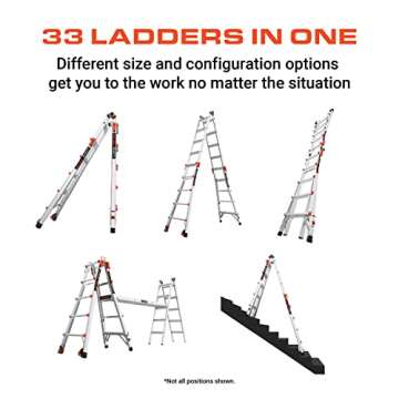 Little Giant Ladder Systems, Velocity with Wheels, M17, 17 Ft, Multi-Position Ladder, Ratchetâ„¢ leg levelers, Aluminum, Type 1A, 300 lbs weight rating, (15417-801)