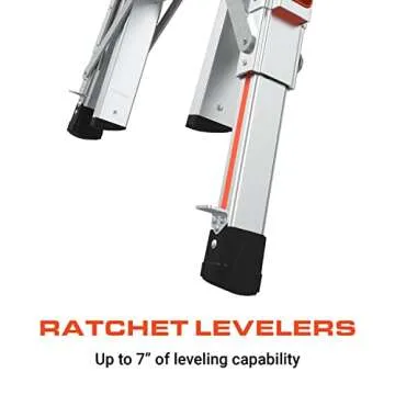 Little Giant Ladder Systems, Velocity with Wheels, M17, 17 Ft, Multi-Position Ladder, Ratchetâ„¢ leg levelers, Aluminum, Type 1A, 300 lbs weight rating, (15417-801)