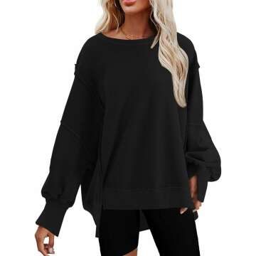 SHEWIN Women's Cozy Oversized Reverse Seam Sweatshirt