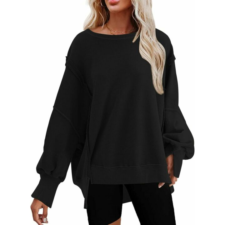 SHEWIN Oversized Reverse Seam Sweatshirt for Women