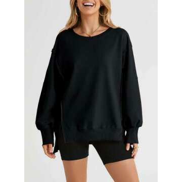 SHEWIN Oversized Reverse Seam Sweatshirt for Women