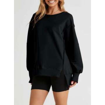 SHEWIN Oversized Reverse Seam Sweatshirt for Women