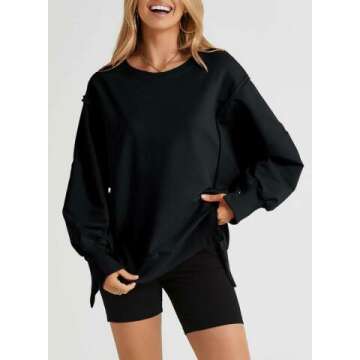 SHEWIN Oversized Reverse Seam Sweatshirt for Women