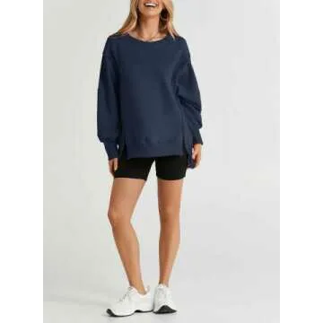 SHEWIN Oversized Reverse Seam Sweatshirt for Women