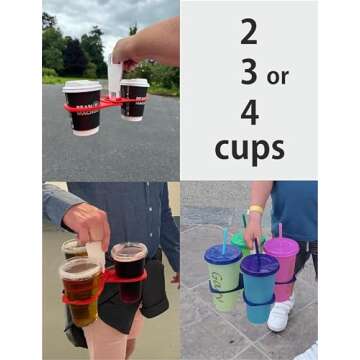 CarryAround Fold Away Cup Carrier/Caddy [Made in UK] Take-Out Coffee Soft Drink Pint Beer Beverage Holder, Sturdy Reusable Pocket Size, Festival Sports Gigs - Easy & Safe - hot Drinks, 2,3,4 Cups