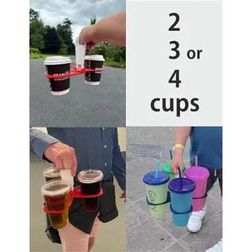 CarryAround Fold Away Cup Carrier/Caddy [Made in UK] Take-Out Coffee Soft Drink Pint Beer Beverage Holder, Sturdy Reusable Pocket Size, Festival Sports Gigs - Easy & Safe - hot Drinks, 2,3,4 Cups