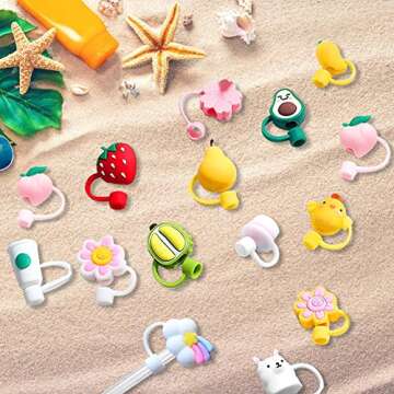 20 Cute Silicone Straw Cover Caps - Reusable & Fun