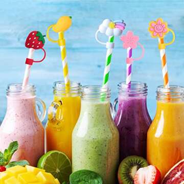 20 Cute Silicone Straw Cover Caps - Reusable & Fun