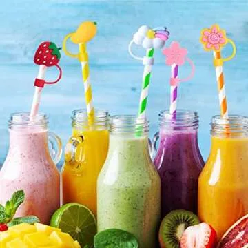 20 Cute Silicone Straw Cover Caps - Reusable & Fun