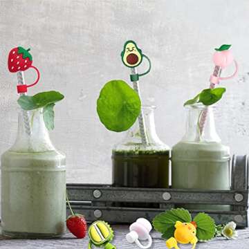 20 Cute Silicone Straw Cover Caps - Reusable & Fun