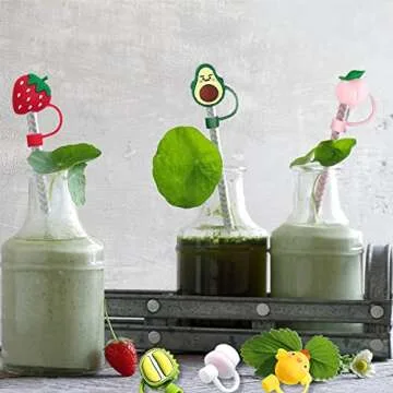 20 Cute Silicone Straw Cover Caps - Reusable & Fun