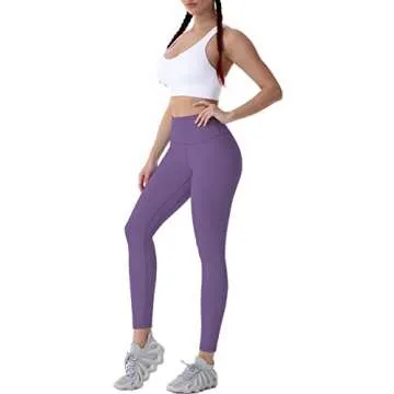 Sunzel Workout Leggings for Women, Squat Proof High Waisted Yoga Pants 4 Way Stretch, Buttery Soft, Purple, Large
