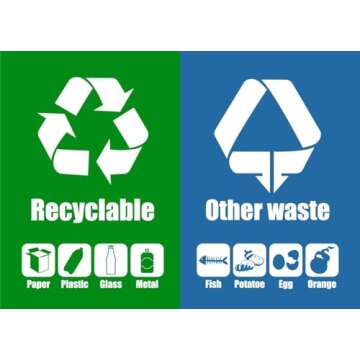 Mintra Home Trash Bins - 3 Gallon - 17.5inW x 17.5inH x 13inD - Double Bin - Green/Blue - Recycle, Trash, Can, Bin, Garbage, Plastic, Wastebasket, Adjustable, Removable, Home, Office, Durable