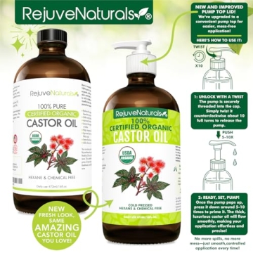 Organic Castor Oil USDA Certified 100% Pure Hair Growth