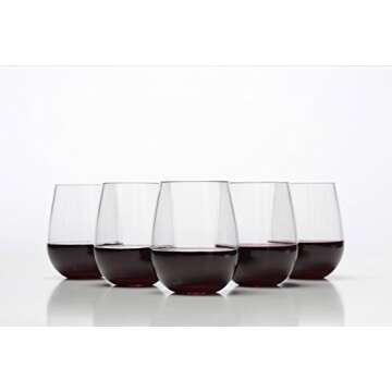 Stemless Wine Glasses - Unbreakable Shatterproof BPA Free Plastic Tritan (Set of 8) 16oz - Dishwasher Safe